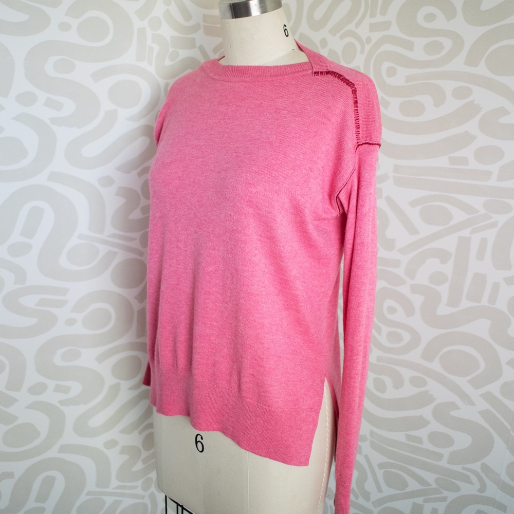 Hand Embroidered Fuchsia 100% Merino Sweater